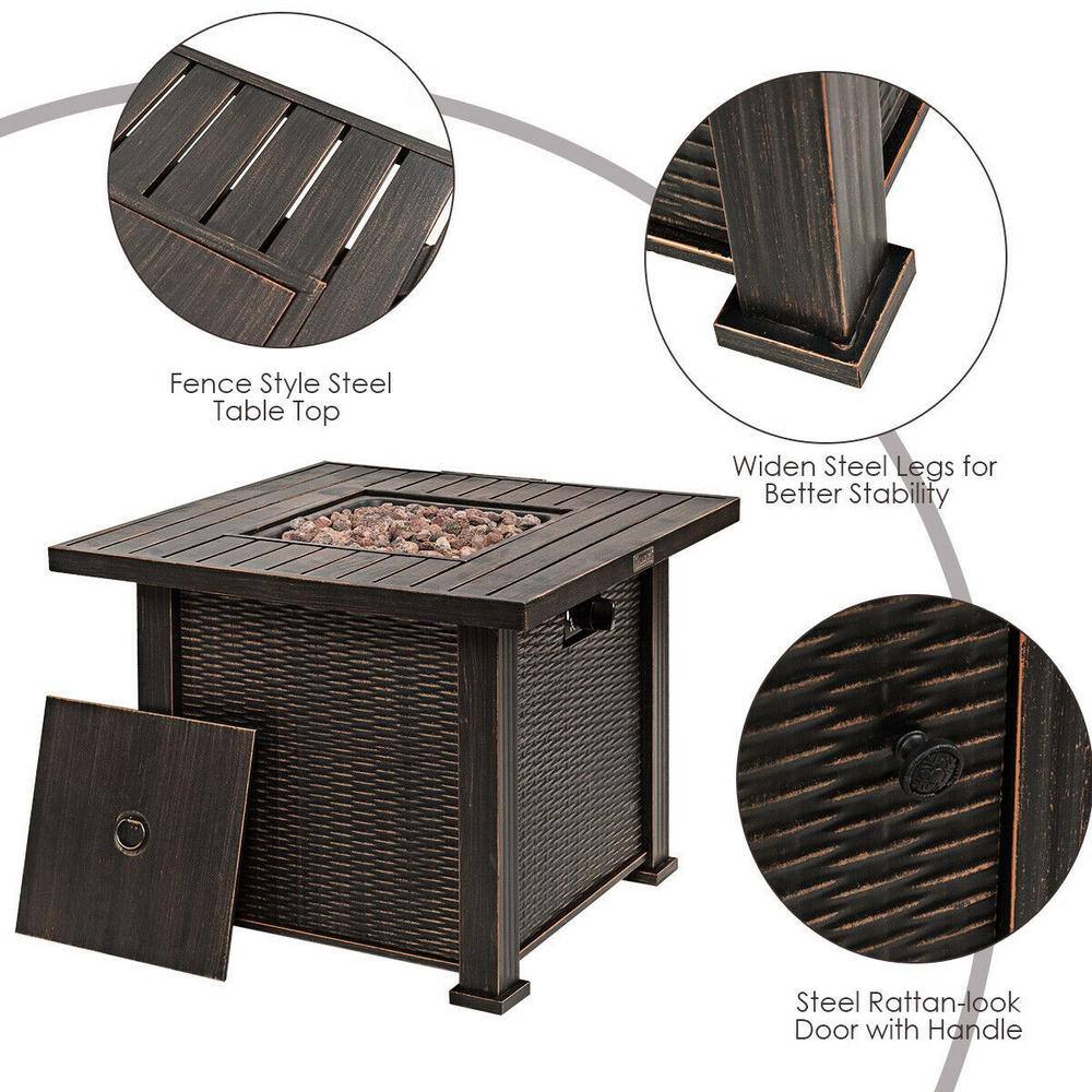 CASAINC 30 in. Bronze 50000 BTU Square Propane Gas Fire Pit Table HYFP-04