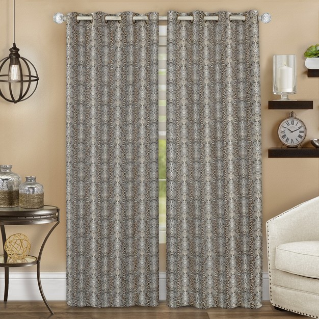 Kate Aurora Safari Living 2 Piece Python Room Darkening Grommet Top Curtain Panels