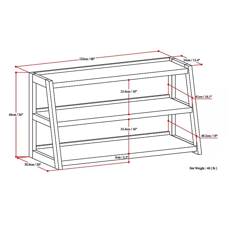 Simpli Home Sawhorse 3-Shelf TV Stand