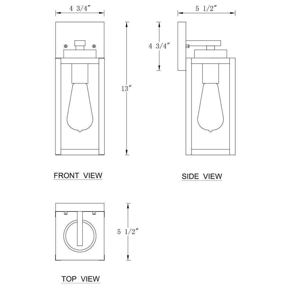 C Cattleya 1-Light Matte Black Hardwired Outdoor Wall Lantern Sconce with Clear Tempered Glass (2-Pack) CA2241-2W