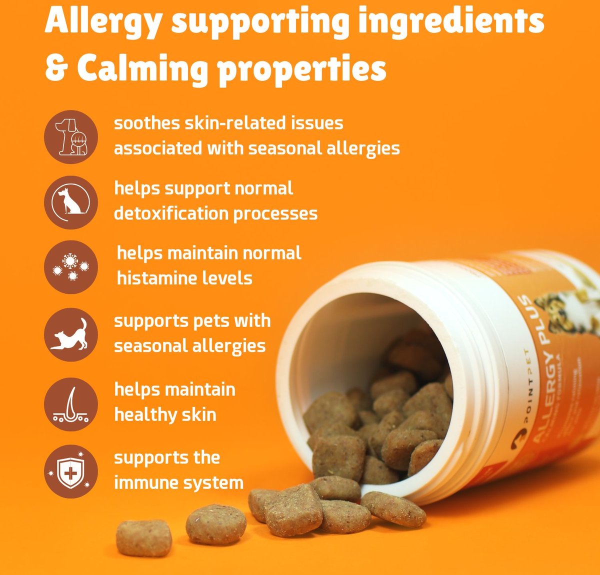 PointPet Allergy Plus Calming Smoked Salmon Flavored Seasonal Allergy Support Soft Chew Dog Supplement， 120 Count