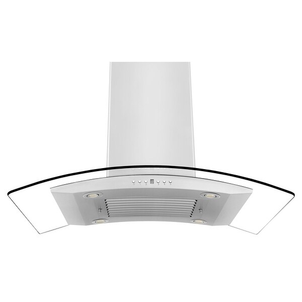 ZLINE Convertible Vent Island Mount Range Hood in Stainless Steel and Glass