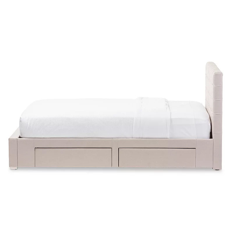 Baxton Studio Rene 4-Drawer Storage Queen Platform Bed