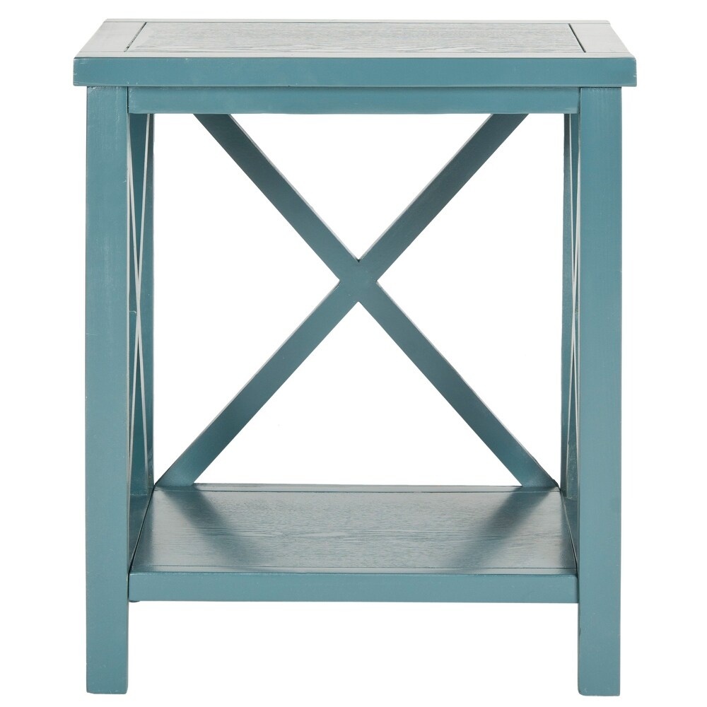 SAFAVIEH Candence Teal Cross Back End Table   18.1\