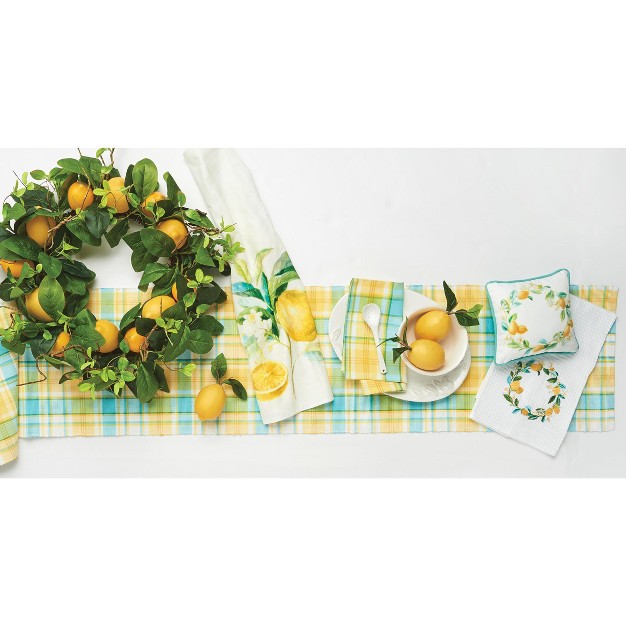 X 72 quot Citrus Mist Plaid Table Runner