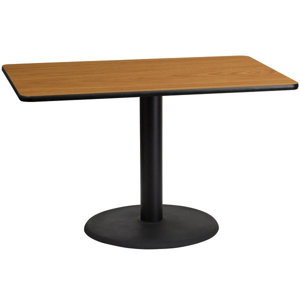 30'' x 48'' Rectangular Laminate Table Top with 24'' Round Table Height Base - 30