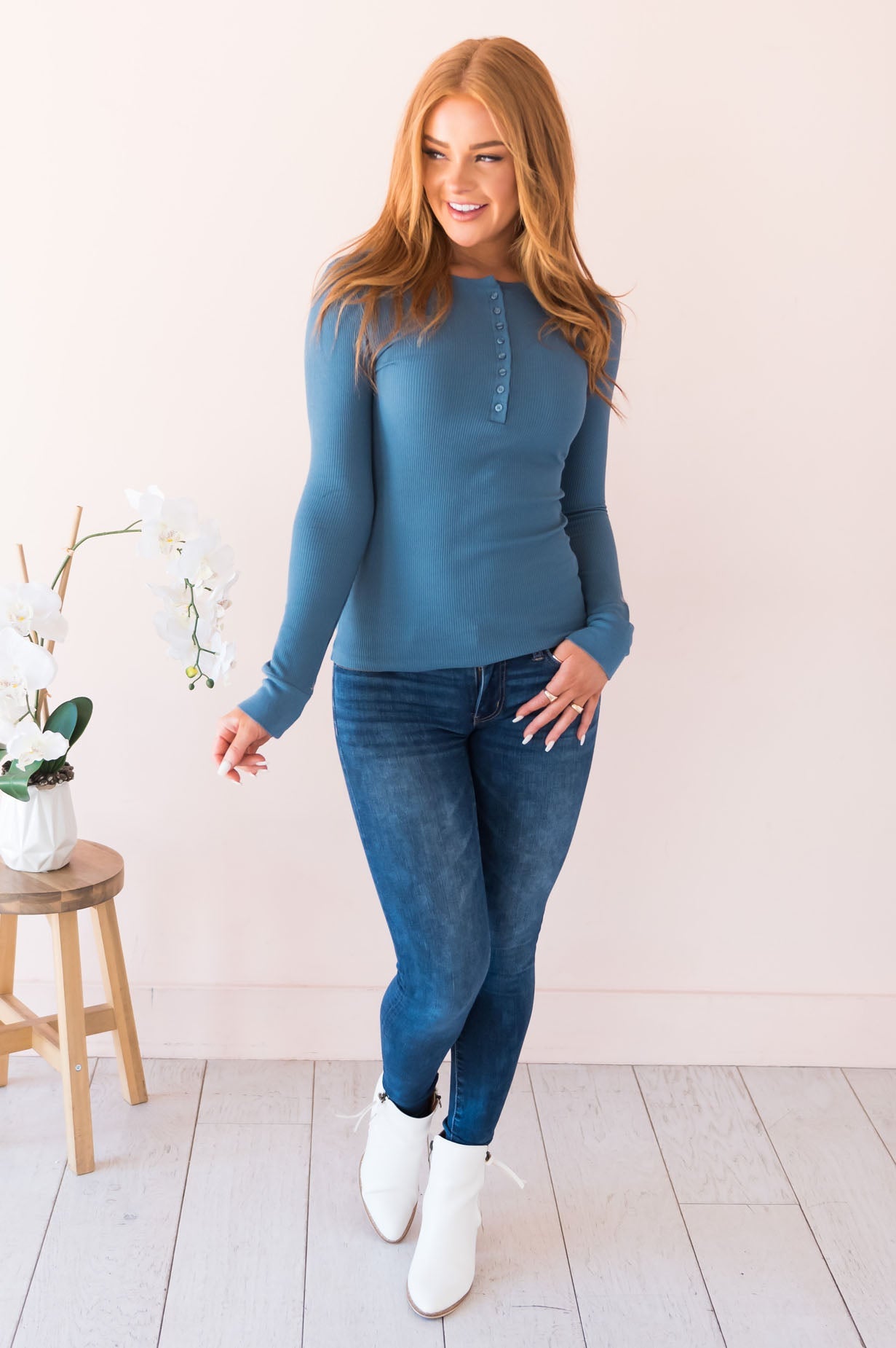 Changing Skies Modest Thermal Henley Top