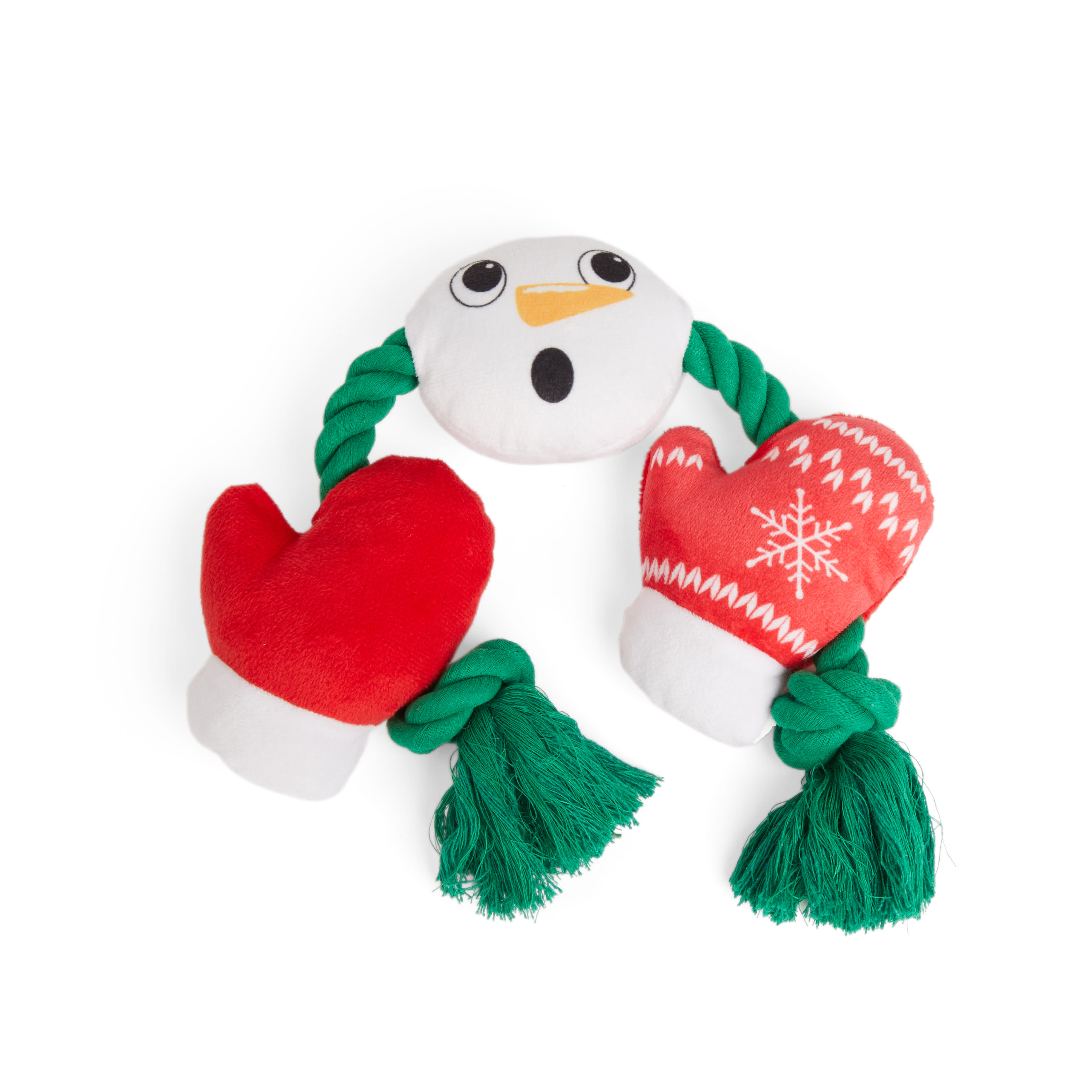 MORE AND MERRIER Plush Rope Snowman Dog Toy， Large