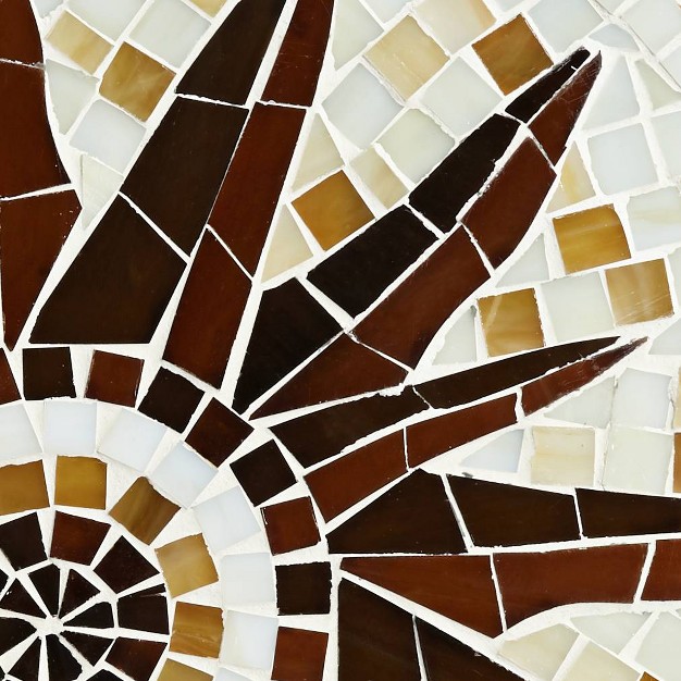 Wide Brown Sunburst Mosaic Tabletop For Front Porch Patio House