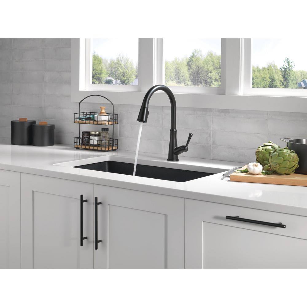 Delta Westville Single Handle Pull Down Sprayer Kitchen Faucet in Matte Black 9110-BL-DST