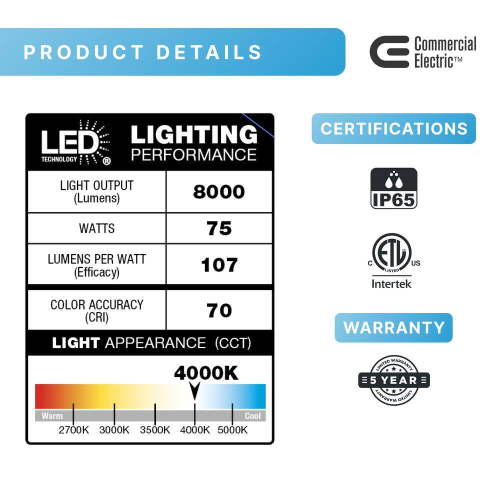 Commercial Electric 250W Equivalent Integrated LED Bronze Outdoor WallFlood Light 8000 Lumens FSNX80-PC-4K-BZ