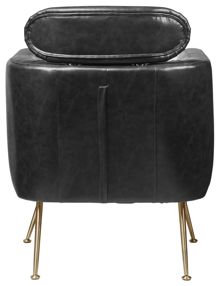 Unique Accent Chair  Gold Legs  Curved PU Leather Seat With Headrest  Dark Gray   Midcentury   Armchairs And Accent Chairs   by Declusia  Houzz