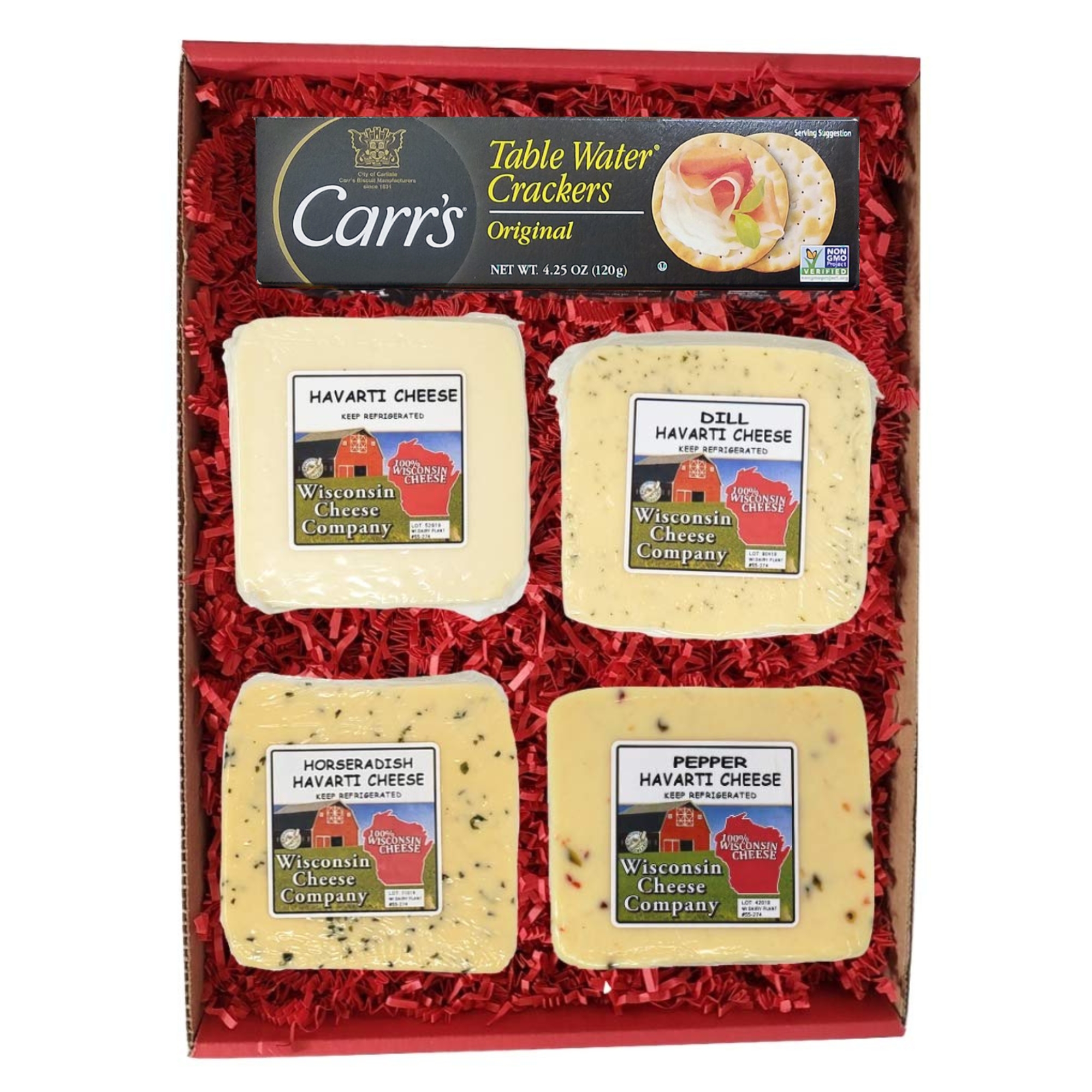 Wisconsin's Best-Havarti Cheese and Cracker Gift-5 Piece. Perfect Mother's Day Gift.