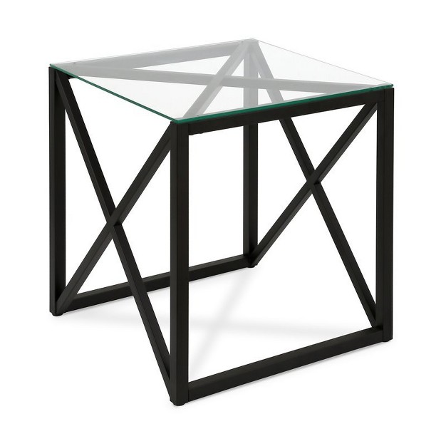 22 x27 Geometric Metal Side Table In Black Henn amp hart