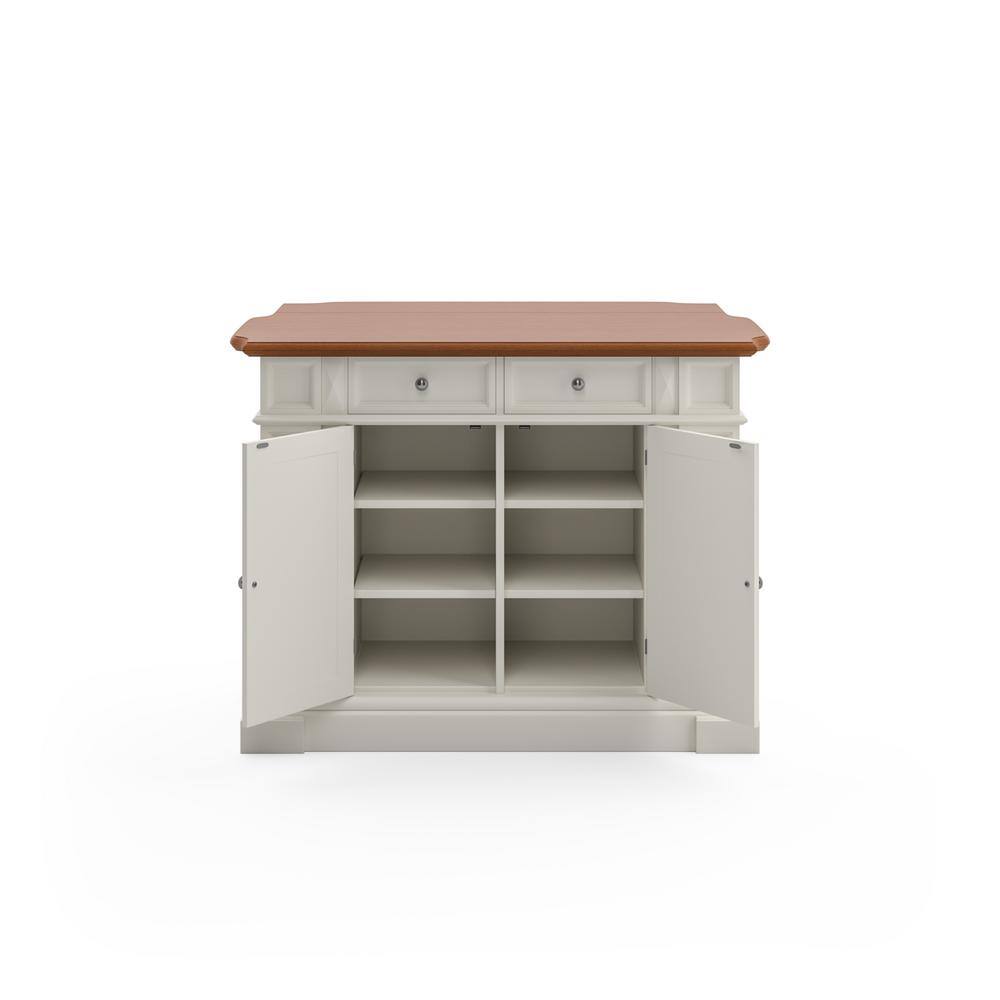 HOMESTYLES Americana White Kitchen Island With Drop Leaf 5002-94