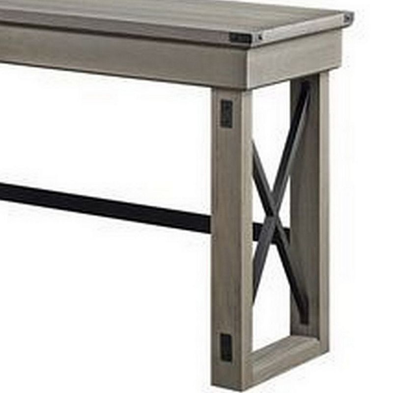 L Shaped Writing Desk with 1 Drawer and Sled Base， Oak Gray