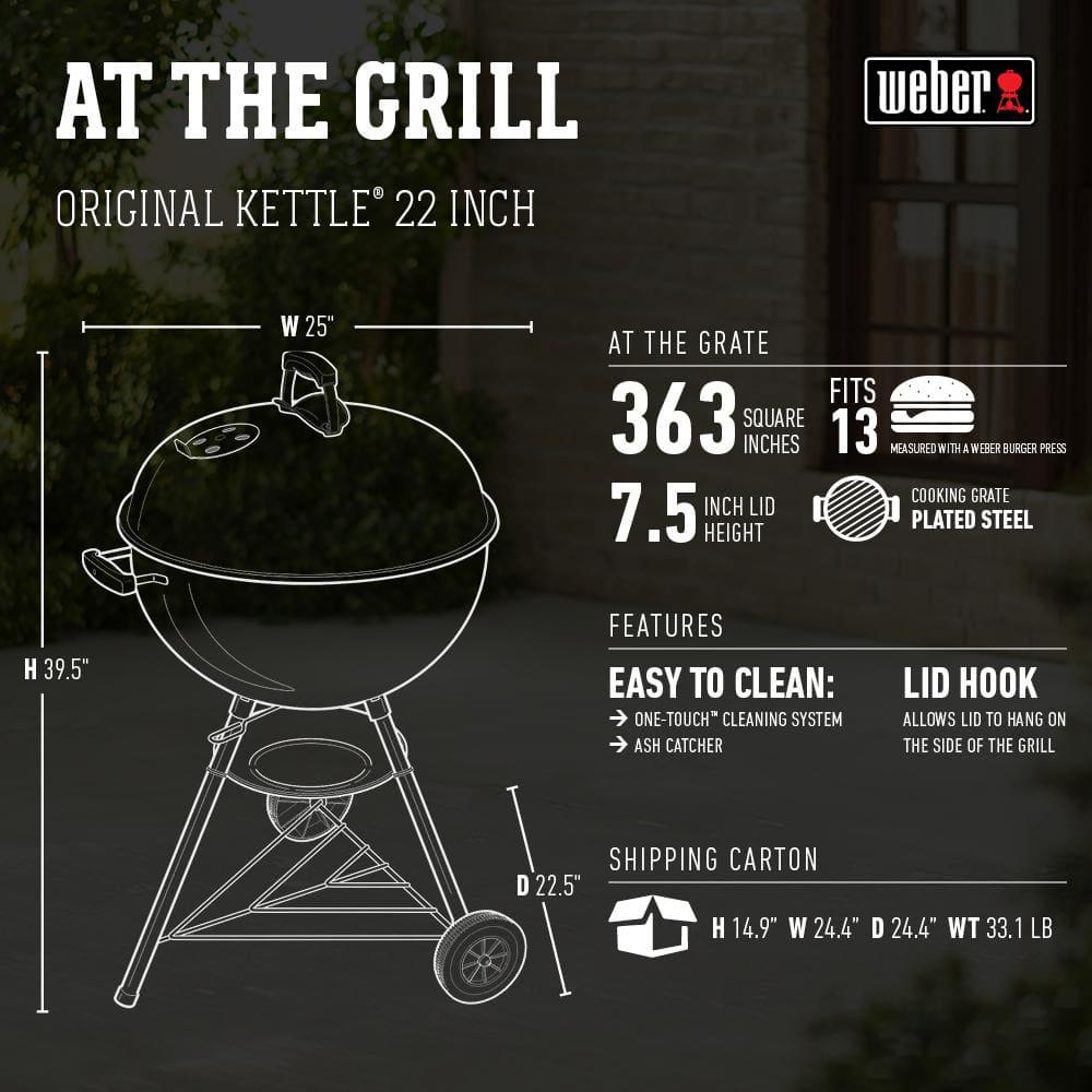 Weber 22 in Original Kettle Charcoal Grill in Black