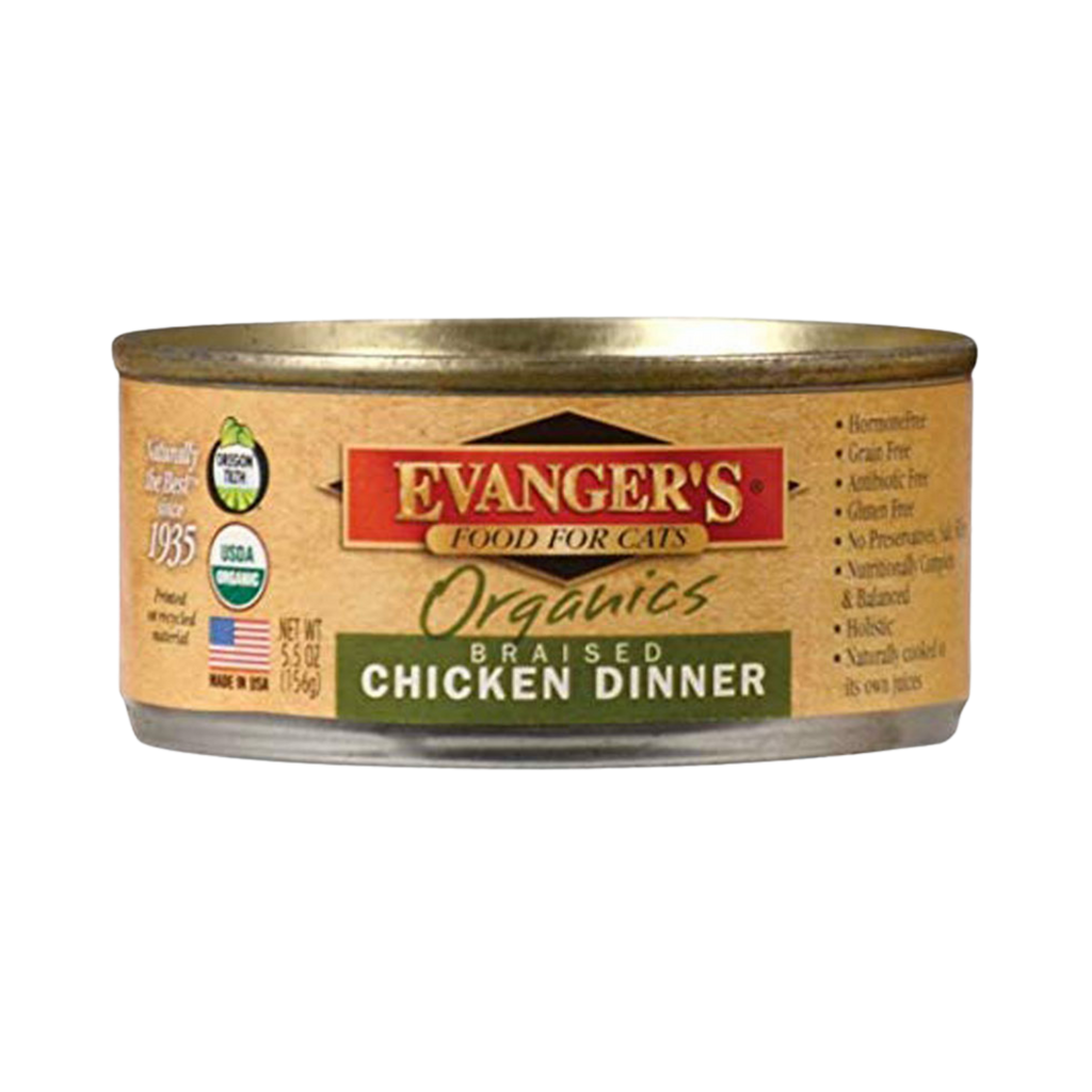 Evangers 5.5 oz Cat Can Organc Braised Chick Dinner GF