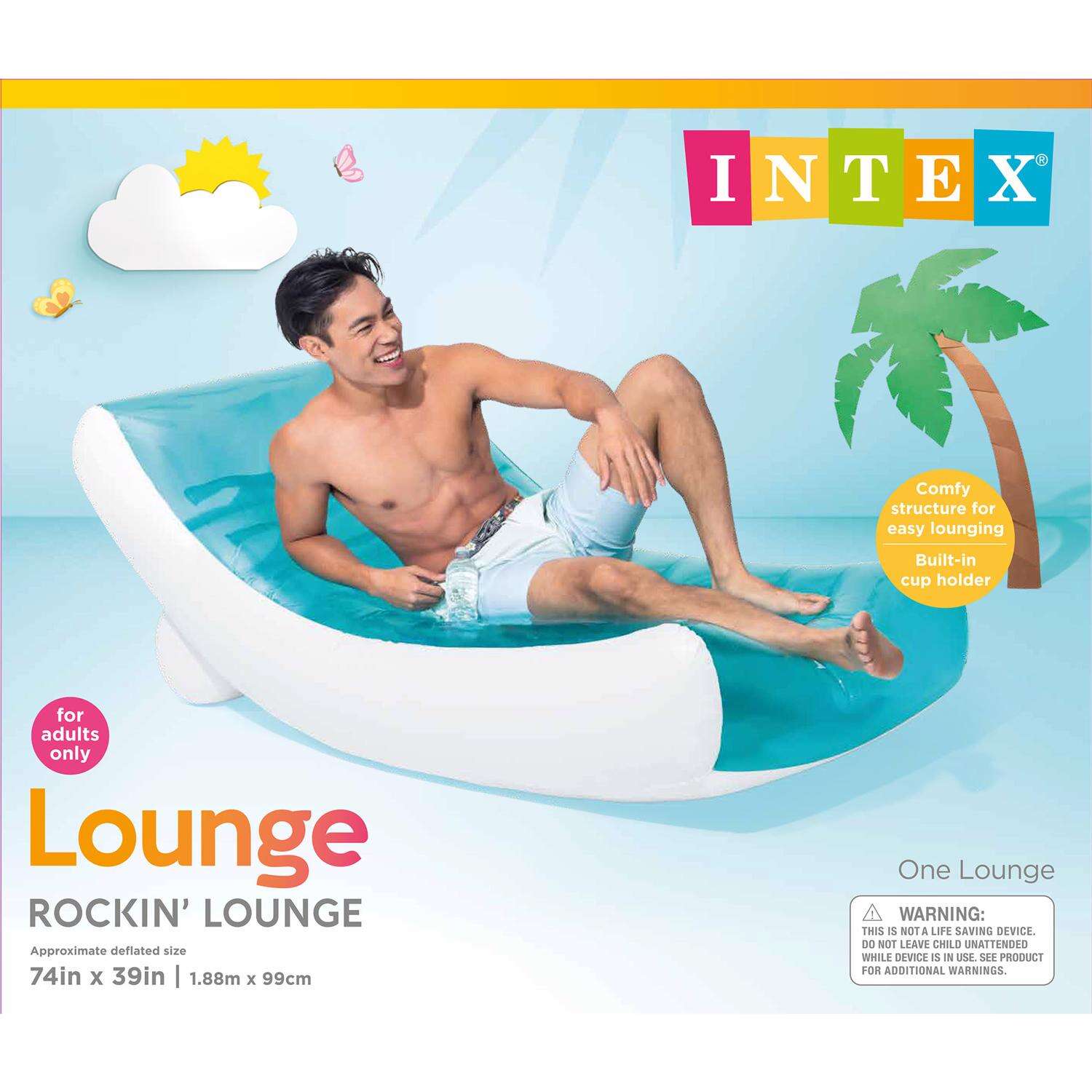 Intex Rockin Blue/White Vinyl Inflatable Lounge Pool Float