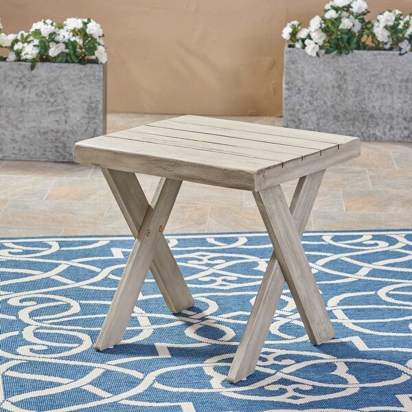 Patio Side Table With A Classic Cross Base