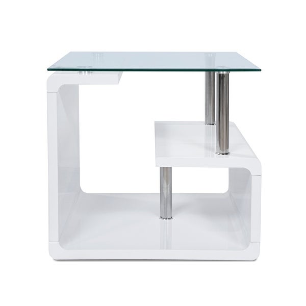 Furniture of America Rost Contemporary White 24-inch 2-shelf Side Table