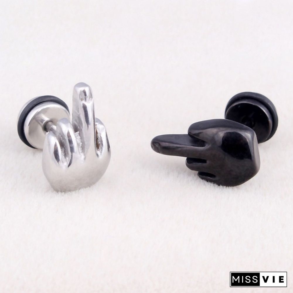 3 styles 2pc Unisex Fashion Stainless Steel Letter Ear Stud Earrings Women Men Accessories Piercing Jewelry