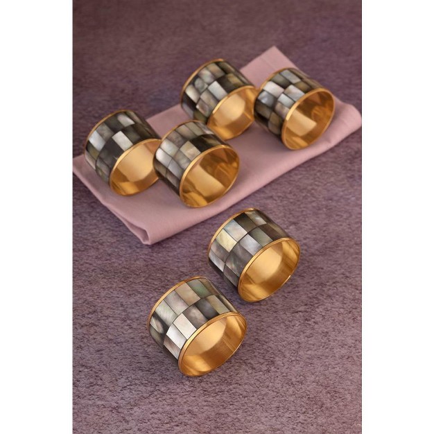 Gauri Kohli Serena Black Pearl Napkin Rings Set Of 6