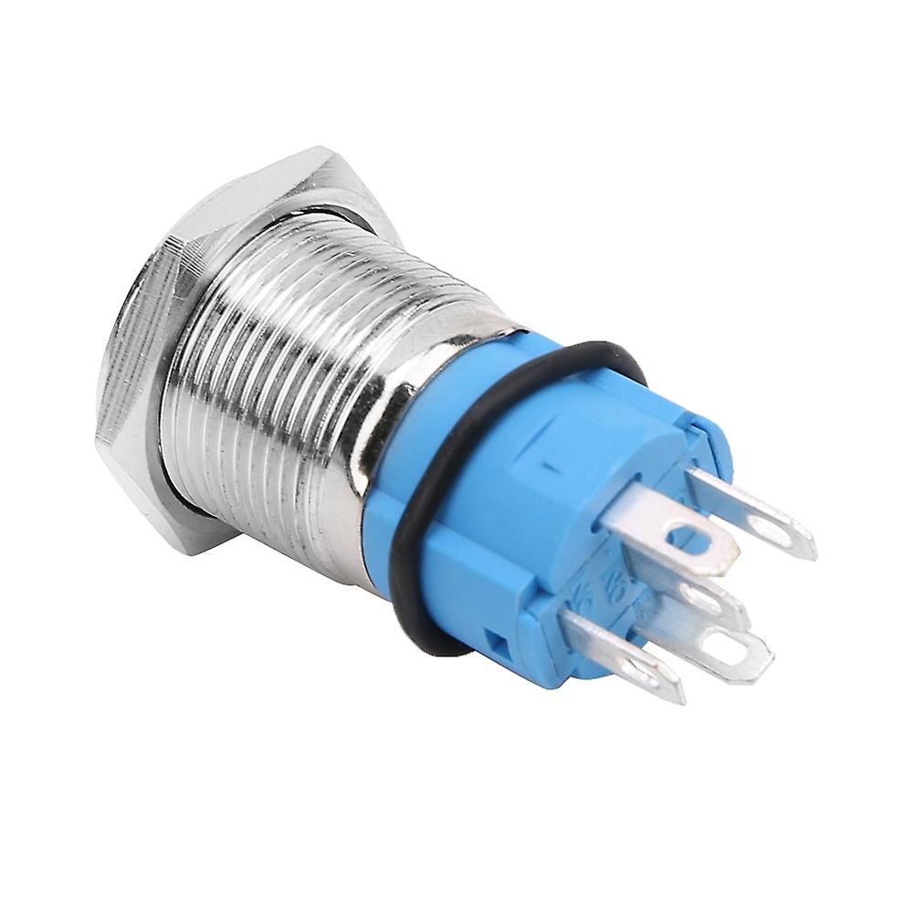 16mm 12v Waterproof Car Led Light Latching Self-locking Push Button Switch With Plug (blue)