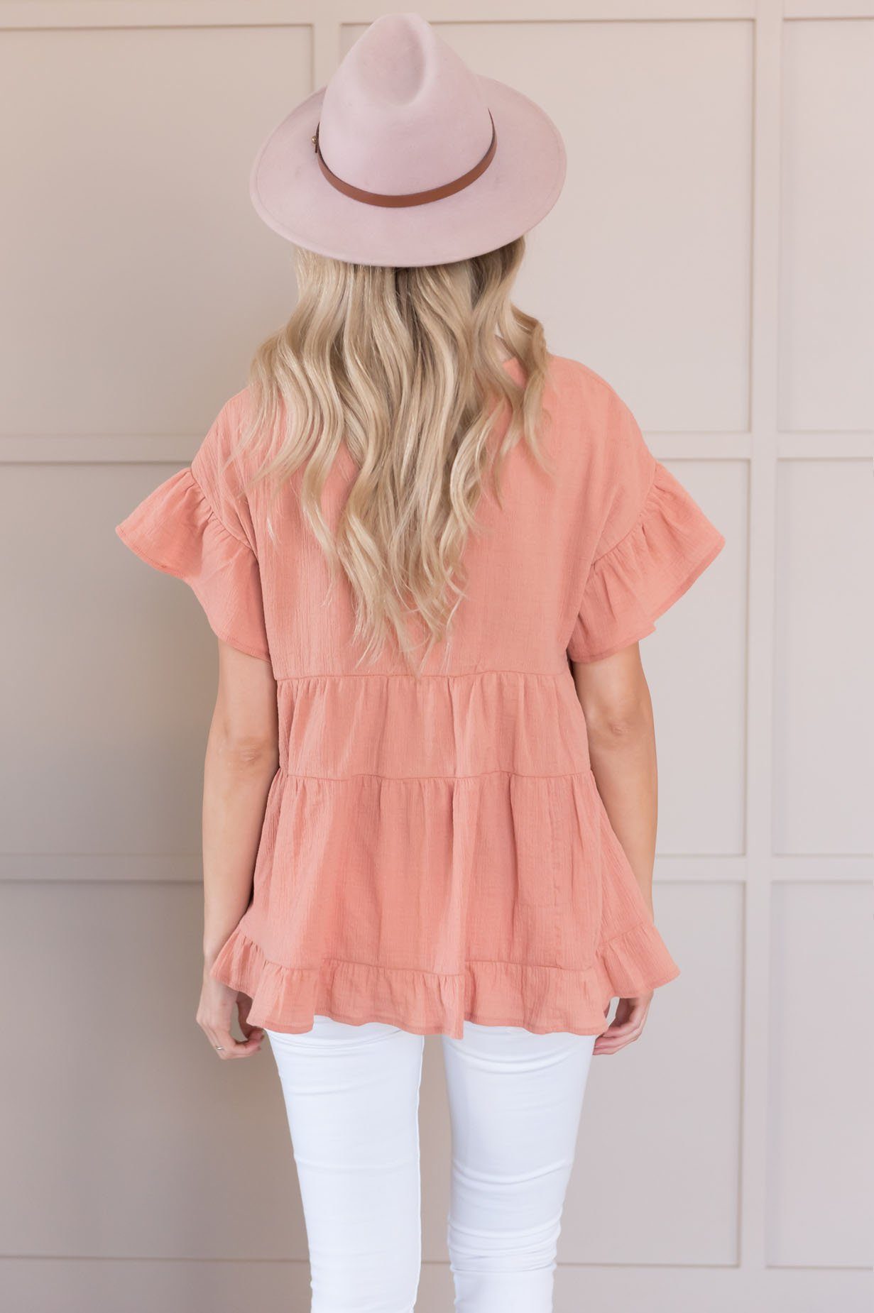 Oh So Thoughtful Modest Tiered Blouse