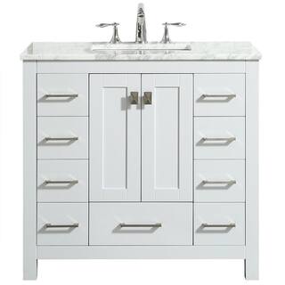 Eviva Aberdeen 42 in. W x 22 in. D x 34 in. H Bath Vanity in White with White Carrara Marble Top with White Sink EVVN412-42WH