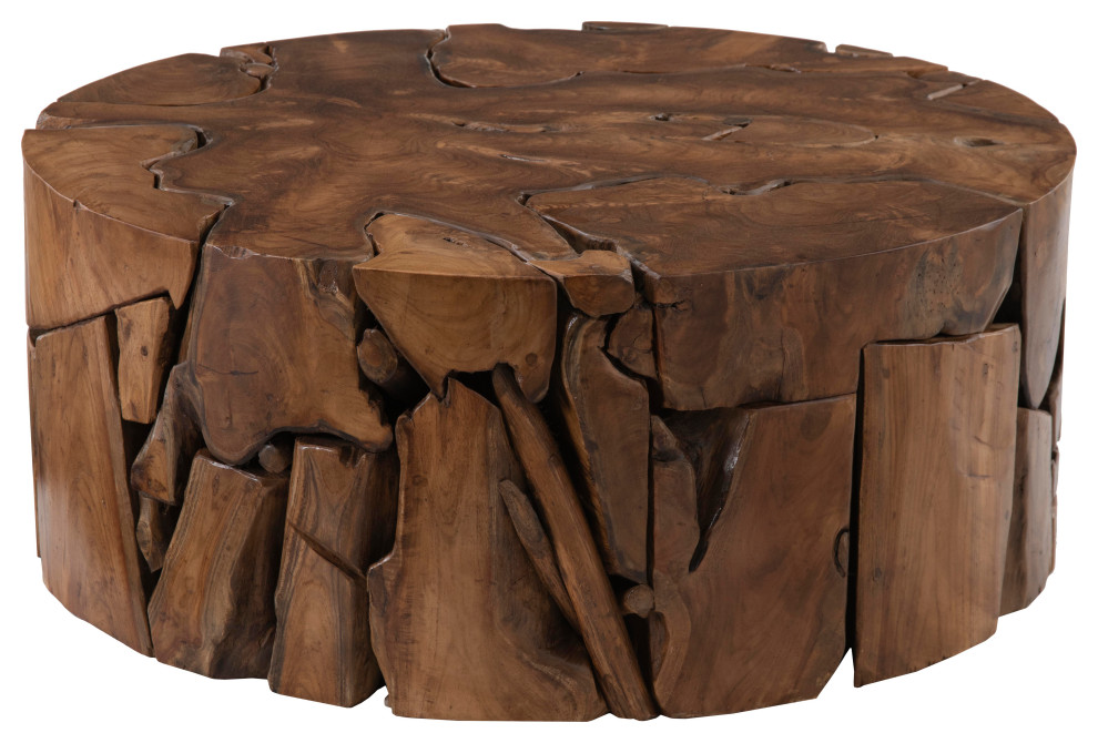 Teak Chunk Coffee Table  Round   Rustic   Coffee Tables   by Phillips Collection  Houzz