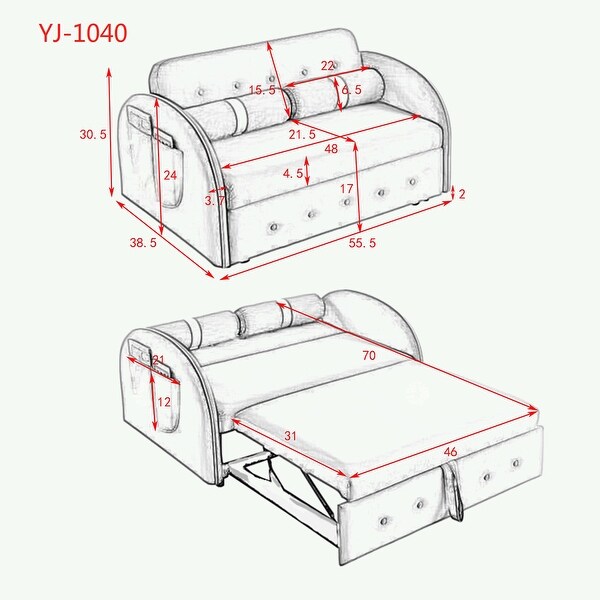 2 Seater Loveseats Sofa Couch with side pockets