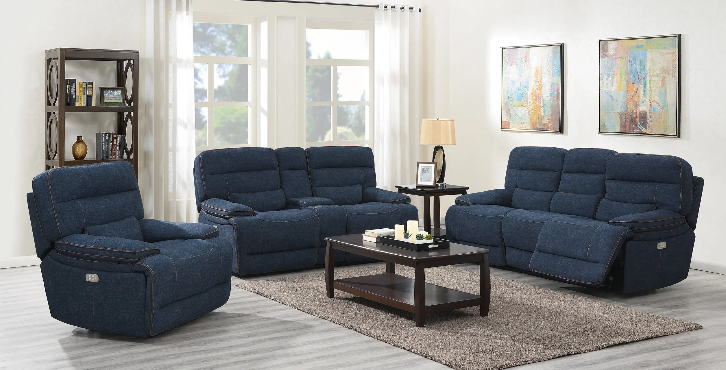 Rock Quarry Blue Power Reclining Sofa