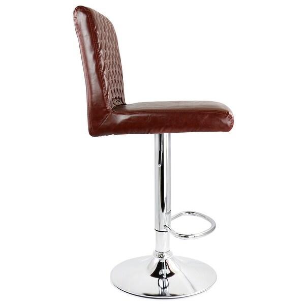 Elama 2 Piece Adjustable Tufted Faux Leather Bar Stool - 2 Piece Set