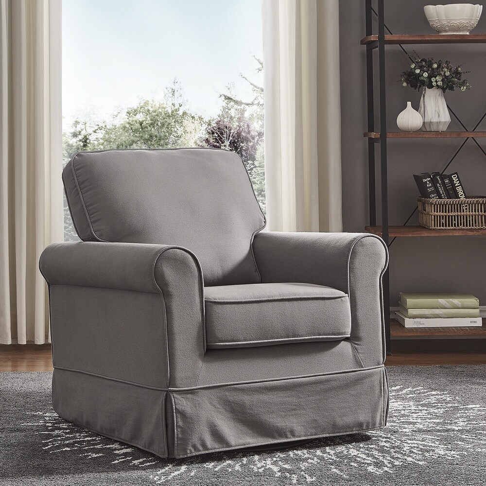 Fallon Rolled Arm Cotton Fabric Swivel Chair by iNSPIRE Q Classic