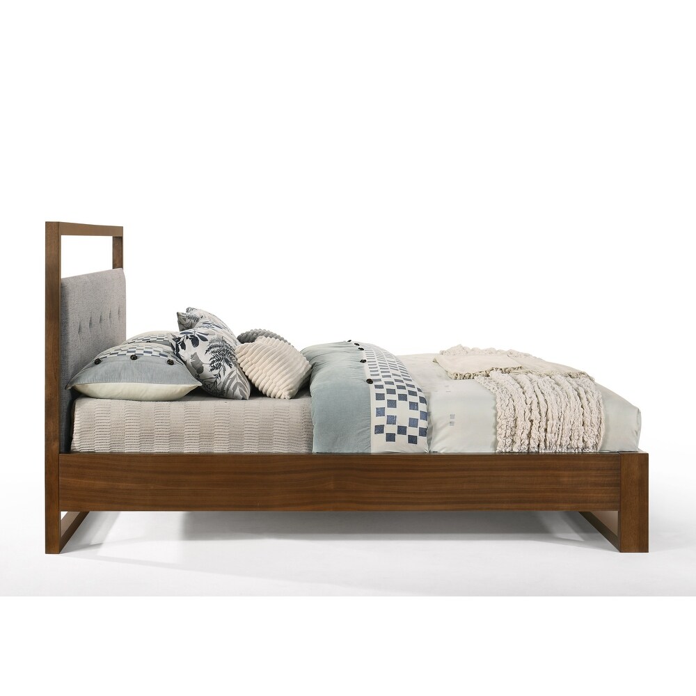 Modrest Falcor Modern Grey Fabric Walnut Bed