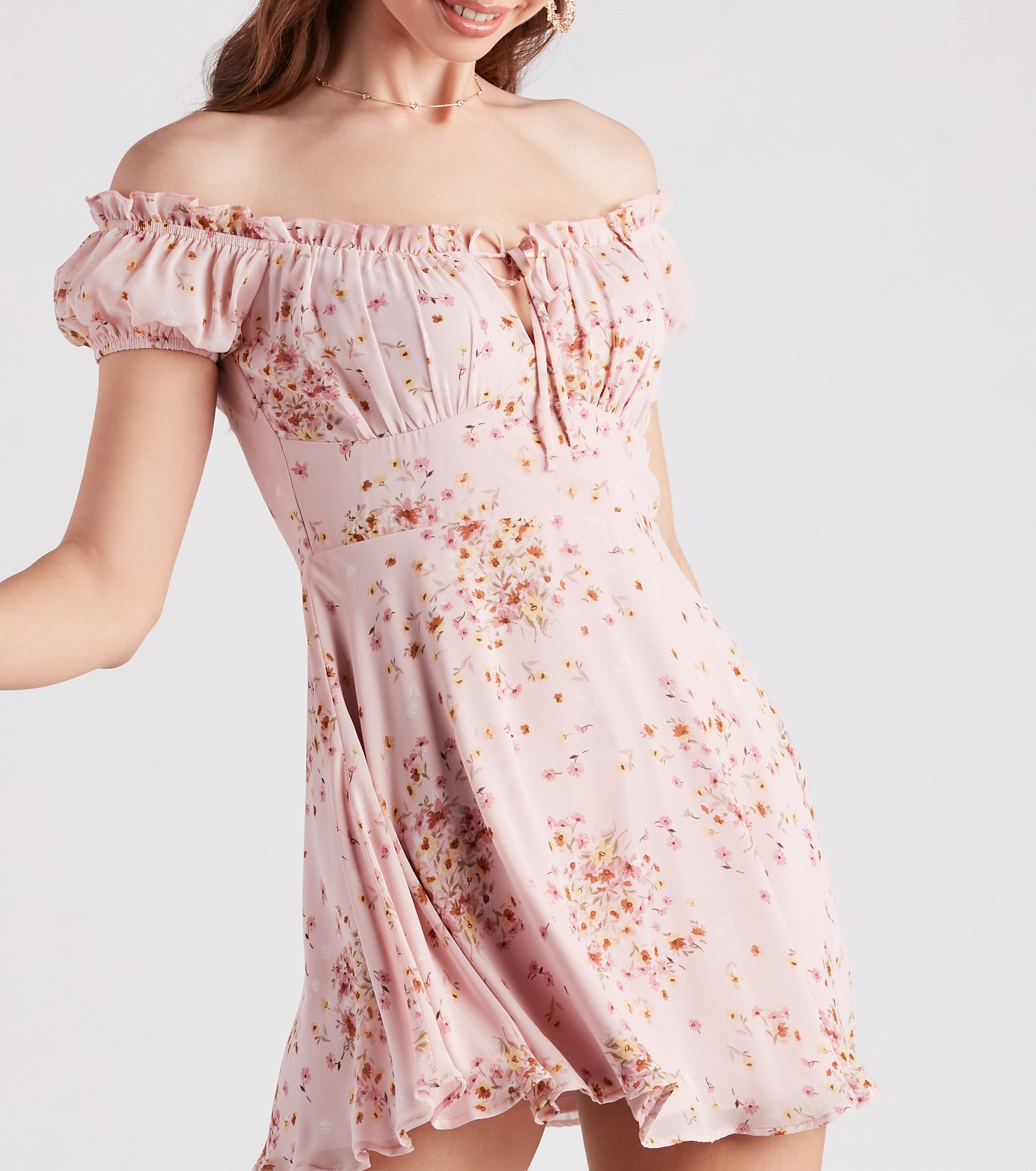 Sweet Life Floral Chiffon Skater Dress