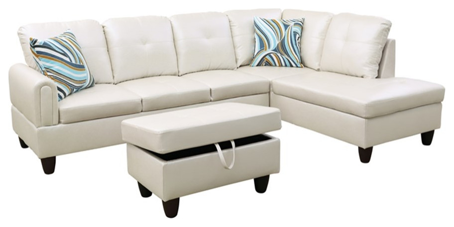 Star Home Living Off White 3PC Sectional w/ottoman   Transitional   Sectional Sofas   by Homesquare  Houzz