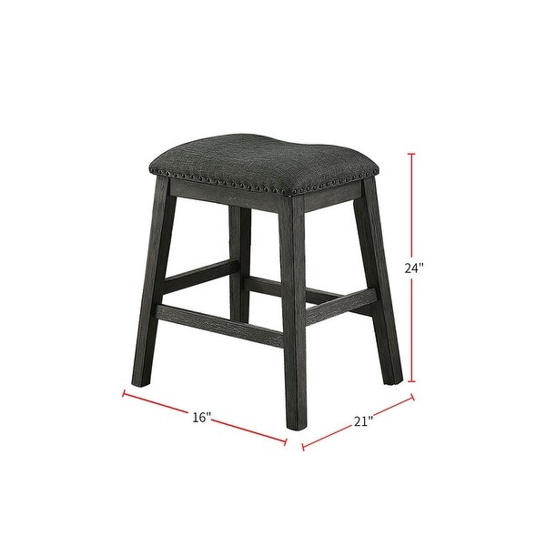 Dark Grey Fabric Padded Counter Stool，Set of 2， Kitchen/Bar Stools