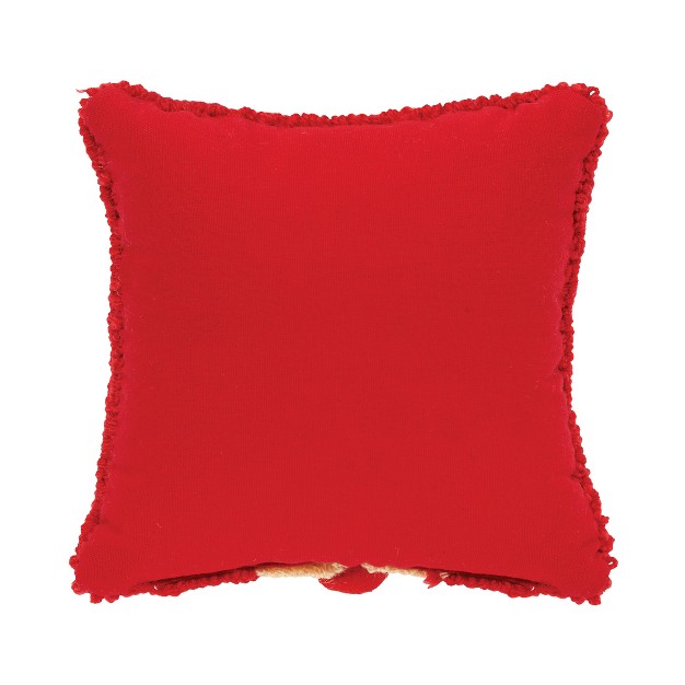 C amp f Home 8 x27 X 8 x27 Christmas Peek a boo Red Nose Reindeer On Red Background Petite Accent Hooked Throw Pillow