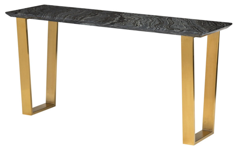 Giacomo Console Table Black Wood Vein Marble Top Brushed Gold   Modern   Console Tables   by V.S.D Furniture  Houzz