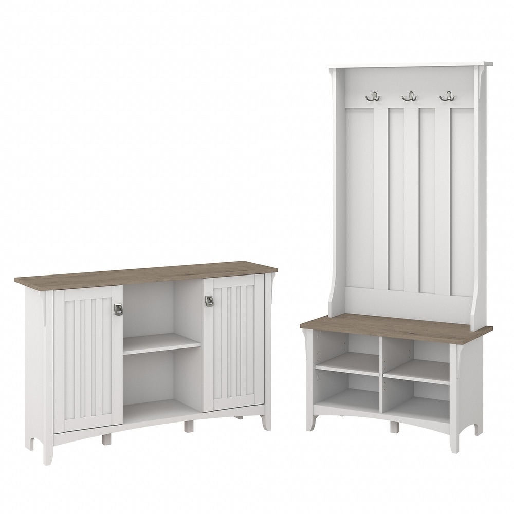 Salinas Storage Cabinet and Hall Tree Shoe Bench Set by Bush Furniture