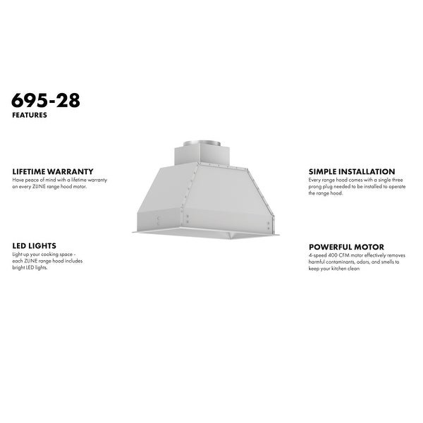 ZLINE Stainless Steel Ducted Wall Mount Range Hood Insert