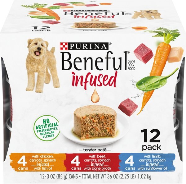 Purina Beneful Infused Pate With Real Lamb， Chicken， Beef Variety Pack Wet Dog Food， 3-oz can， case of 24