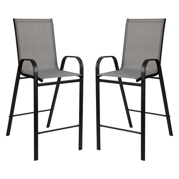 3 Piece Outdoor Glass Bar Patio Table Set with 2 Barstools - Overstock - 32292022