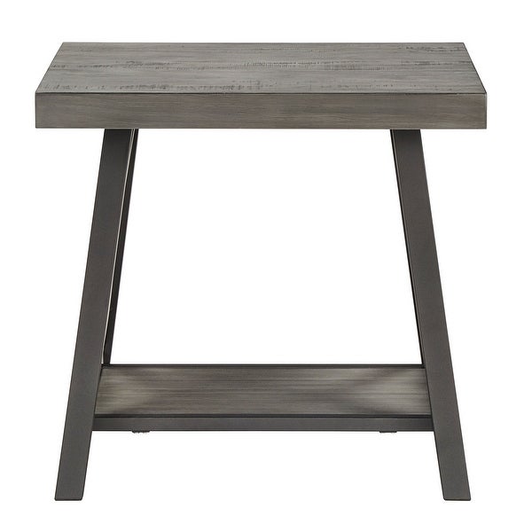 Bryson Rustic X-Base End Table with Shelf by iNSPIRE Q Classic