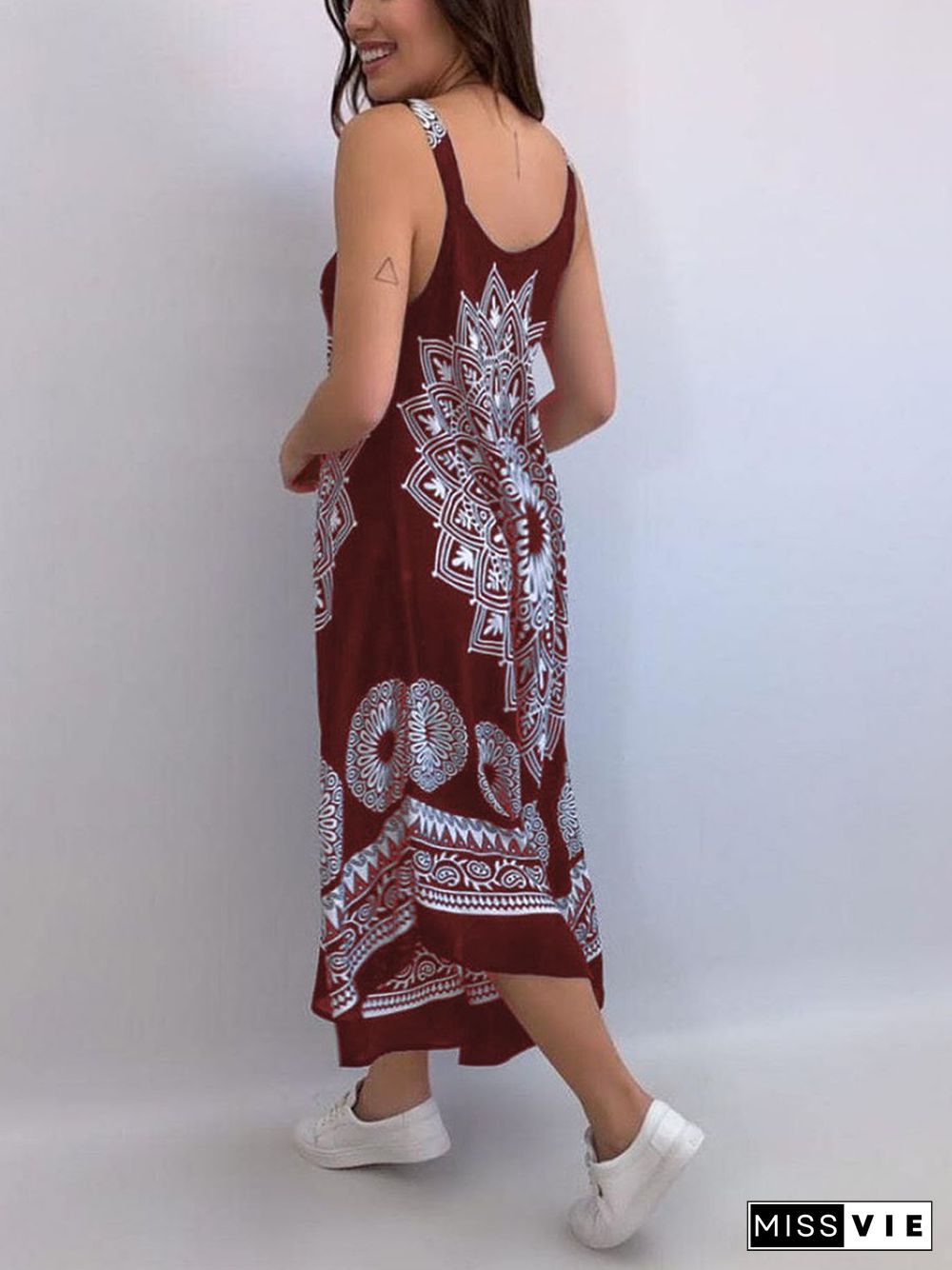 Boho Mandala Print Wide Strap Dress P10321