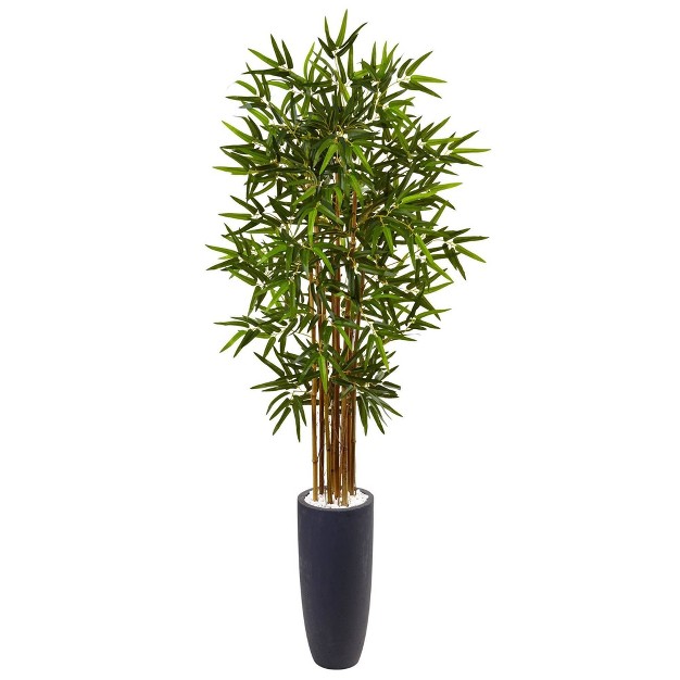 Nearly Natural 5-ft Bamboo Tree In Gray Cylinder Planter