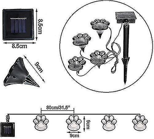 Solar Paw Print Lights，solar Lights Outdoor Dog Paw Lights (set Of 4)