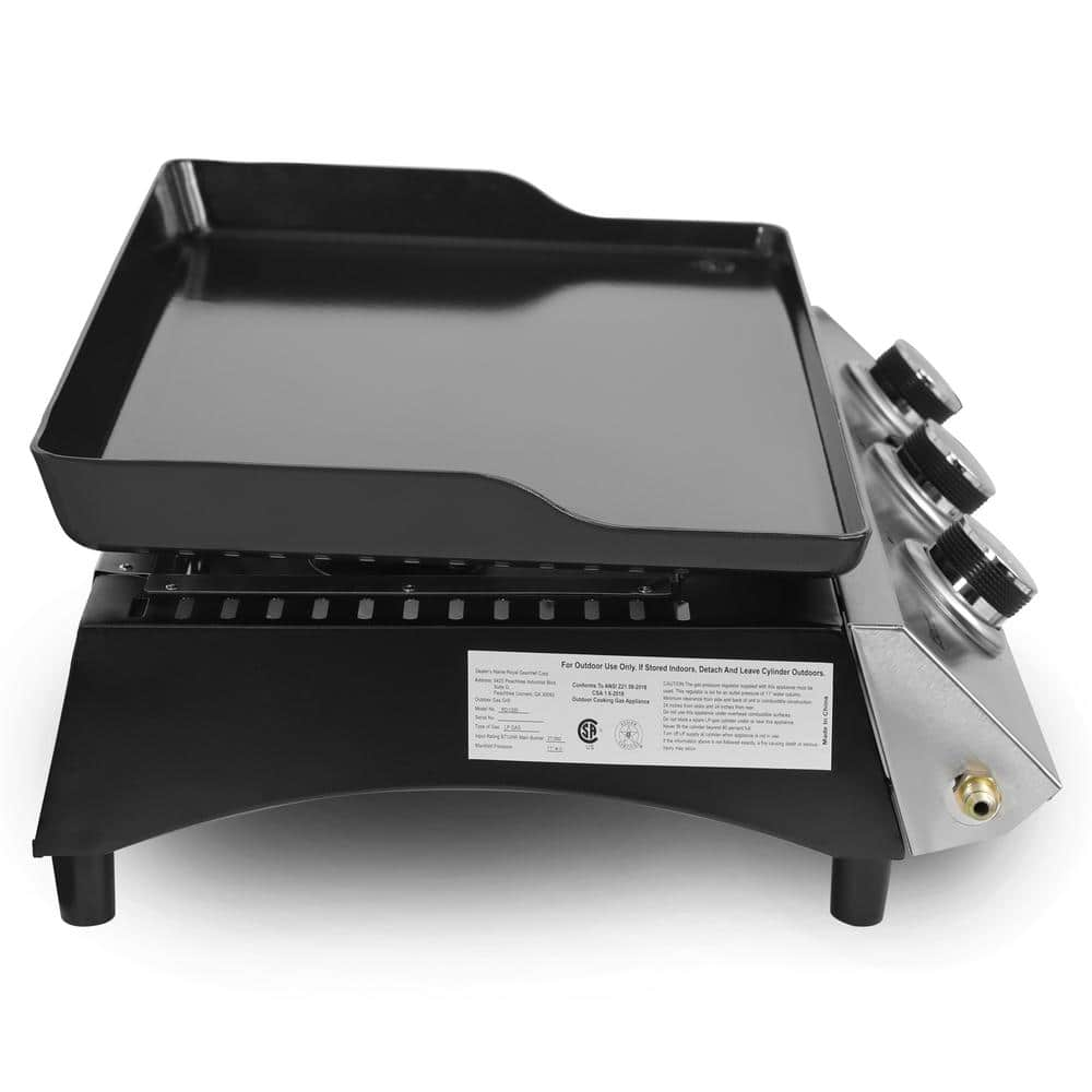 Royal Gourmet Portable 3-Burner Built-in Propane Gas Grill in Stainless Steel PD1300